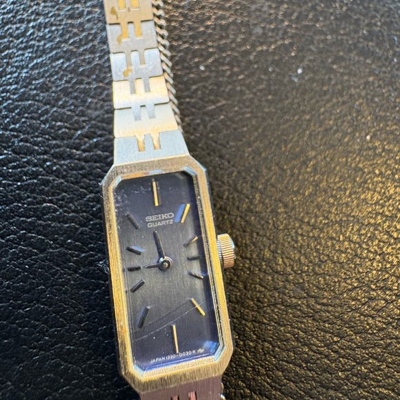 Seiko Two-Tone Rectangular Watch with Blue Dial. - Picture 3 of 6